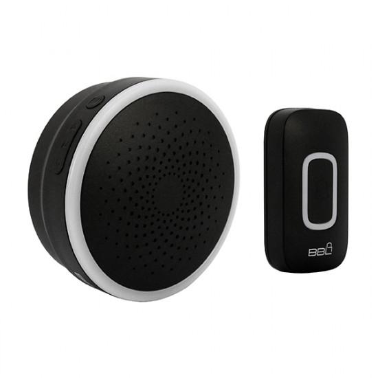 WIRELESS DOORBELL BLK WITH LIGHT