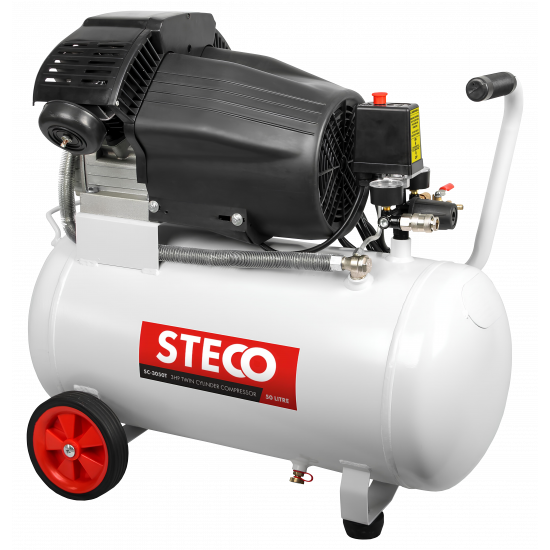 Steco Compressor 3HP 50L Twin Valve